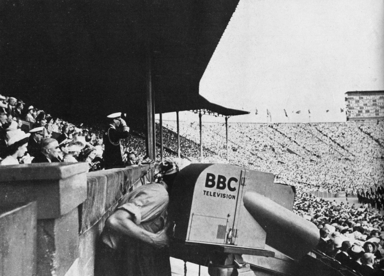 A camera high up in the stands at Wembley Stadium